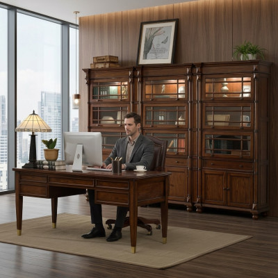 Desk set office furniture table executive chair cabinet furnishings new 5pcs.