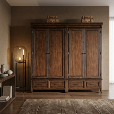 Classic 2x Wardrobe Design Bedroom Furniture Closet Cabinets Wood New