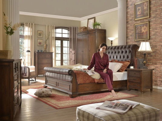 6-piece bedroom set (bed + 2x nightstand + 2x wardrobe + chest of drawers)