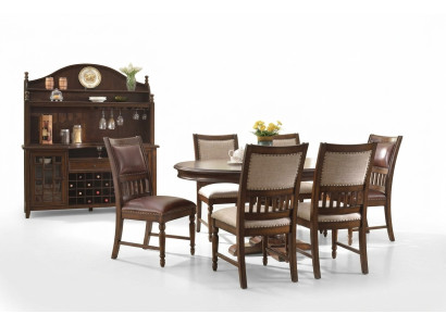 Wooden designer dining set for living room table 6x chair set cushioned 7pc
