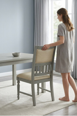 Design upholstered chair chairs back dining room office seat wood 1x chair leather chair