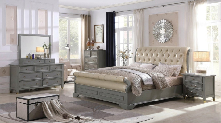 Bedroom set designer luxury wood furniture 180x200cm bed 2x nightstand 3 pcs.