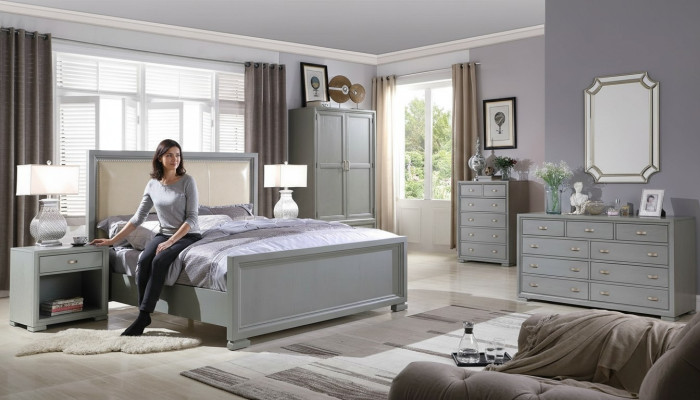 Bed Nightstand Dresser 6-Piece Bedroom Set Design Modern Luxury