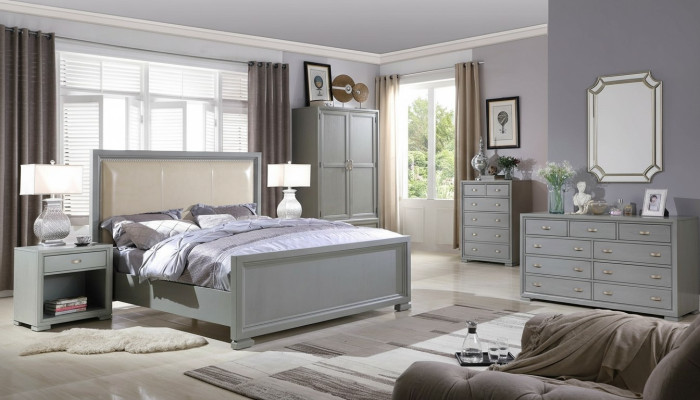 Bed Nightstand Dresser 6-Piece Bedroom Set Design Modern Luxury