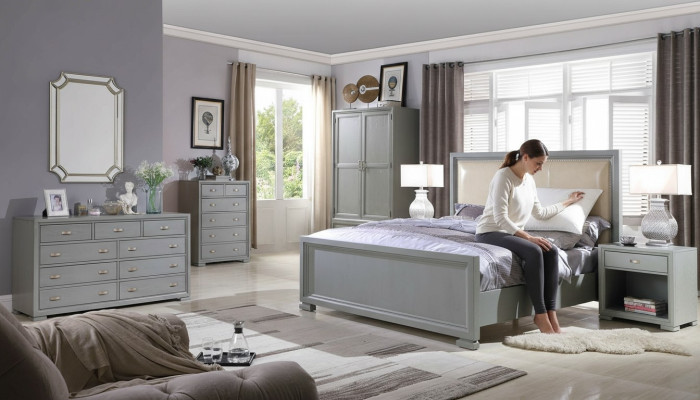 Bed 2x Nightstand 3-piece Bedroom Set Beds Furniture Chesterfield 180x200cm