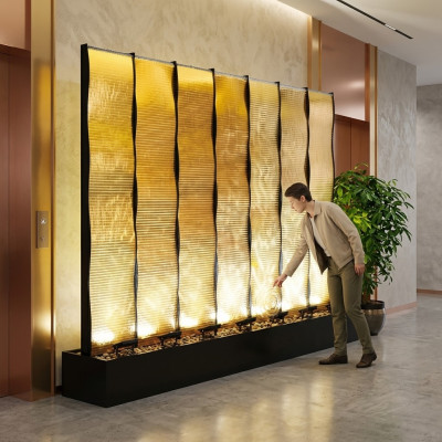 Water Walls XXL Decoration Stainless Steel Divider Custom-Made LED Water Wall