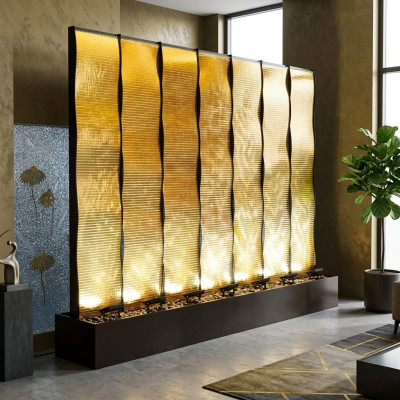 Water Walls XXL Decoration Stainless Steel Divider Custom-Made LED Water Wall