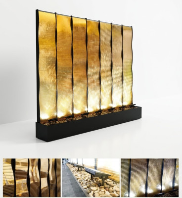 Water Walls XXL Decoration Stainless Steel Divider Custom-Made LED Water Wall