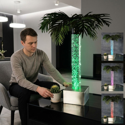 LED Design Bubbling Water Column 60cm Water Column Illuminated Table Palm Plant