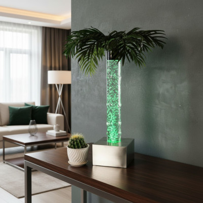 LED Design Bubbling Water Column 60cm Water Column Illuminated Table Palm Plant