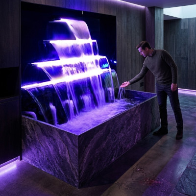 Waterfall Fountain Pool Stainless Steel Water Features Decoration Facility Swimming Pool