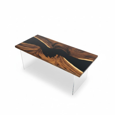Epoxy Resin Dining Table Real Wood Solid Furniture Waterfall Epoxy Table