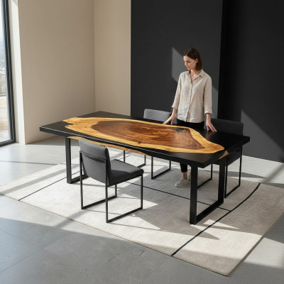Luxury Dining Table River Table Solid Tables 141*71 River Table Real Wood