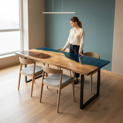 Dining table Sea Water River Real Wood River Table 181x81cm Tables