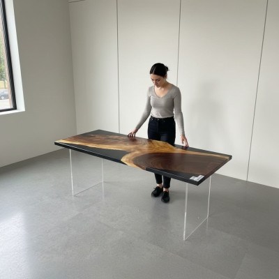 Dining table, epoxy resin, solid wood tables, 201x81 cm, river table, real wood