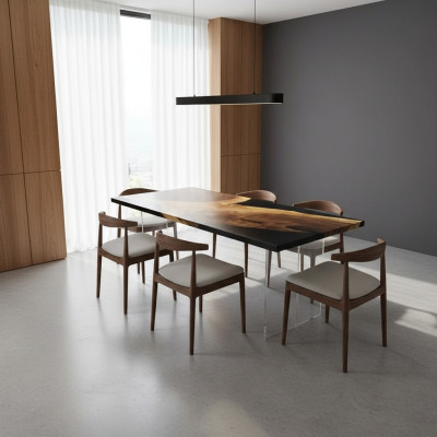 Dining table, epoxy resin, solid wood tables, 201x81 cm, river table, real wood