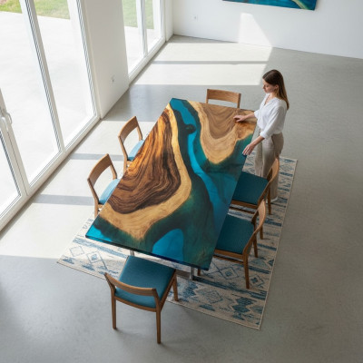 Table Dining Table Tables Resin Epoxy Solid Design Furniture 140x71 Genuine