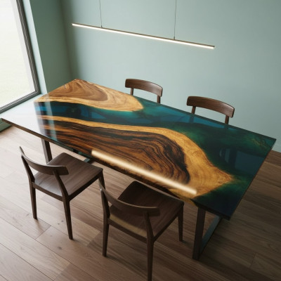 Table Dining Table Tables Resin Epoxy Solid Design Furniture 140x71 Genuine
