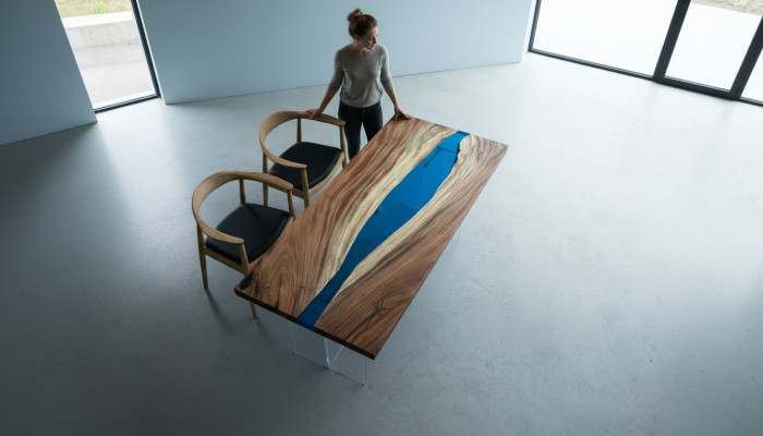 Dining Table River Table Solid Tables 185x85cm River Table Epoxy Resin Sea