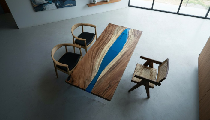 Dining Table River Table Solid Tables 185x85cm River Table Epoxy Resin Sea