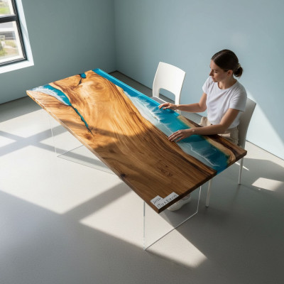 Dining Table River Table Real Wood Solid Epoxy Resin Decorative Tables