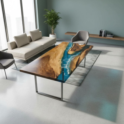 Dining table sea water river real wood river table 161x81 tables