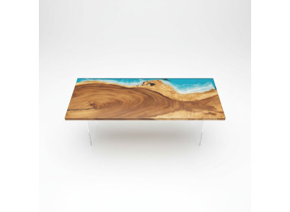 Epoxy Resin Dining Table River Table Real Solid Wood Tables 221x91