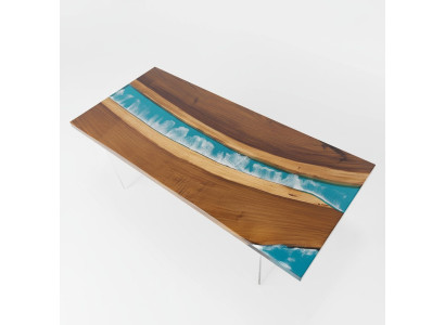 Real Wood Waterfall Table Epoxy Resin Dining Table Epoxy Tables Solid