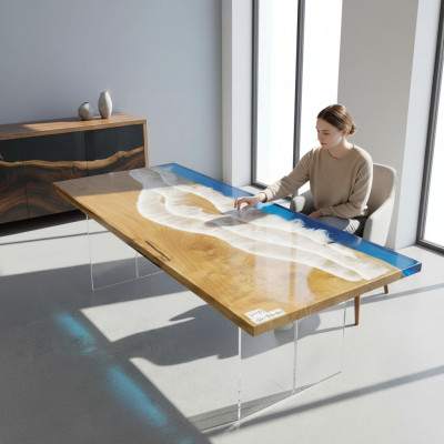 Tables Dining Table Design Table Modern Sea River Furniture 181x81 Epoxy