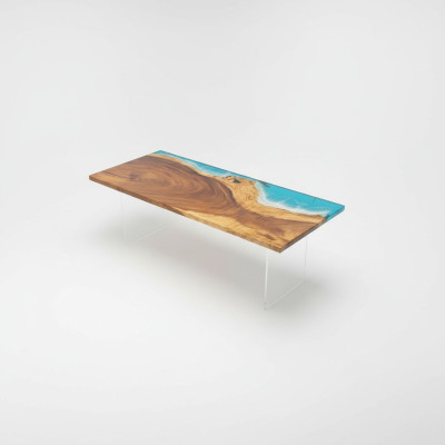 Table Dining table Tables Resin Epoxy Solid Design Furniture 221x91 Real