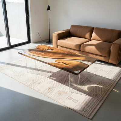 Dining table epoxy resin real wood solid furniture waterfall epoxy table