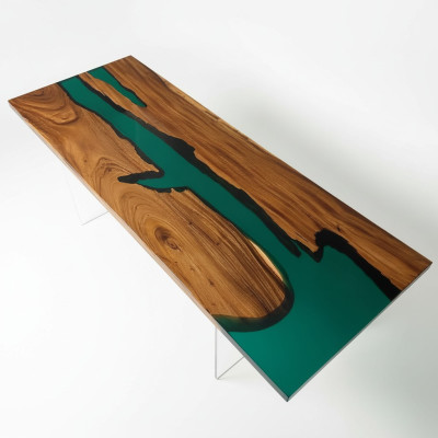 Epoxy resin dining table real wood solid furniture waterfall deco epoxy table