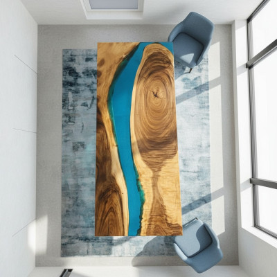Solid wood waterfall table epoxy resin dining table epoxy massive