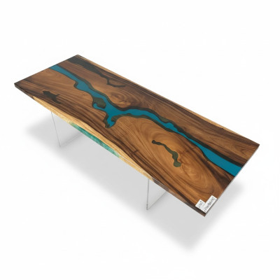 Epoxy resin dining table real wood solid furniture deco waterfall epoxy table