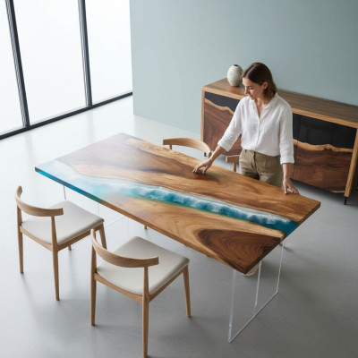 Tables Dining Table Design Table Modern Sea River Furniture 161x81 Epoxy