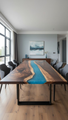 Modern tables dining table design resin table sea river furniture 220x90