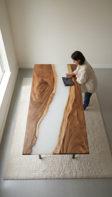 Epoxy resin dining table real wood decor solid furniture waterfall epoxy table