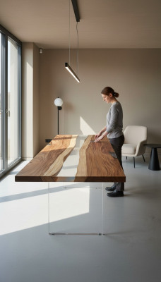 Dining Table River Table Real Wood River Table 240x90 Massive Tables