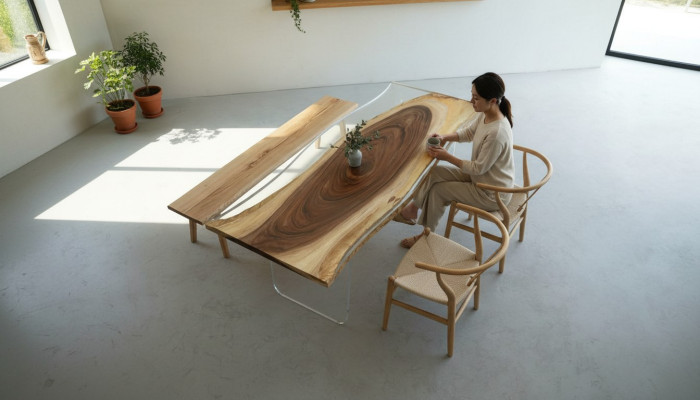 Dining table Sea Water River Real Wood River Table 220x90 Tables