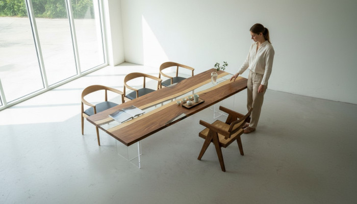 Dining Table River Table Solid Tables 220x80 River Table Sea Waterfall
