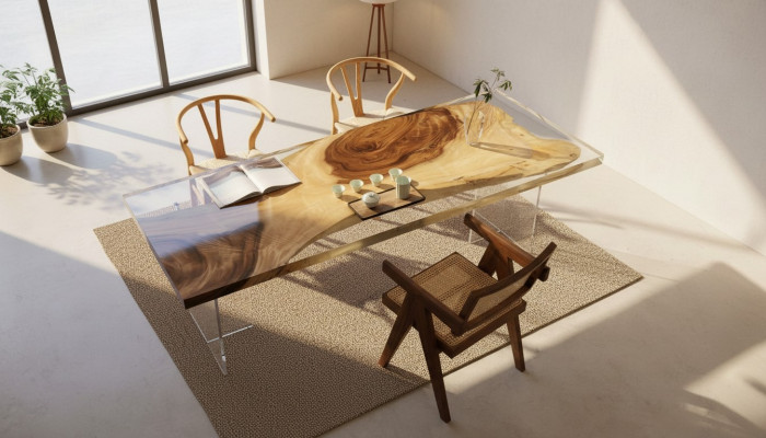 Epoxy Resin Dining Table River Table Solid Wood Tables 200x90 River Table New