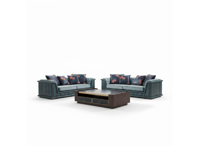 Three-seater couch upholstered design sofa modern 3-seater sofas room furniture blue seat