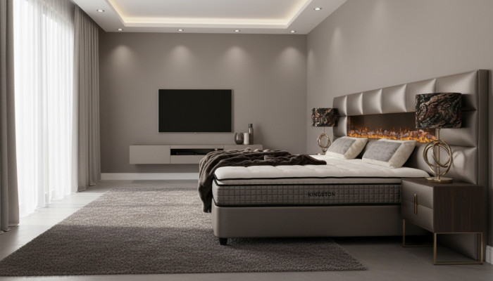 Bed 2x Nightstand 3 pcs. Bedroom Set Design Modern Luxury Bed Frame