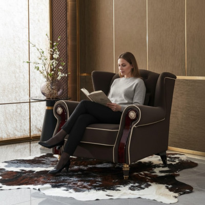 Noble Design Chesterfield Upholstered Armchair TV Seat Club Lounge Textile Luxury