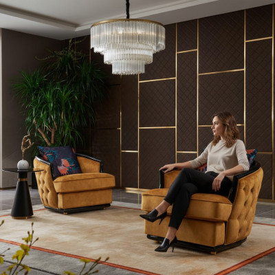 Design armchair, textile luxury TV couch, 1-seater sofa, relax lounge club upholstery