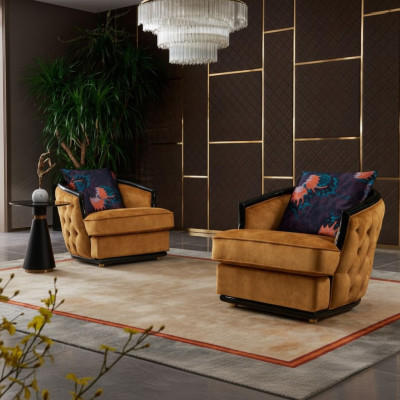 Design armchair, textile luxury TV couch, 1-seater sofa, relax lounge club upholstery