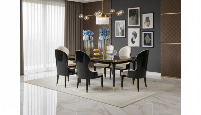 Design dining room chair set metal tables armchair 4x chairs table ensemble 4-piece set.