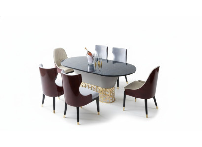 Complete set dining table 4x chairs dining room set dining group wood table tables
