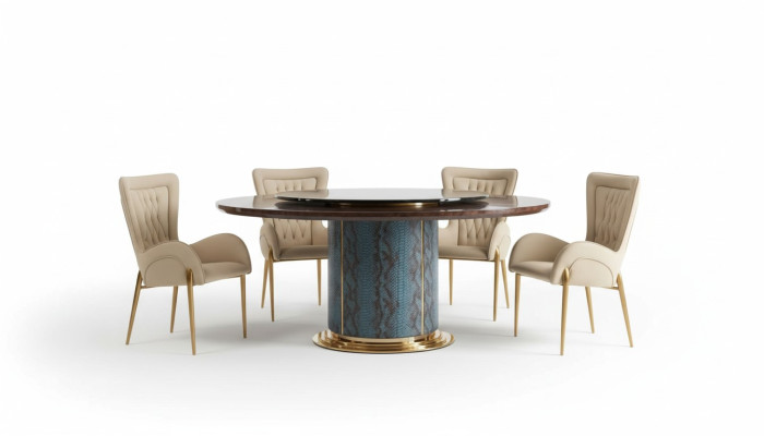 Complete dining room set round table 4x chairs dining group