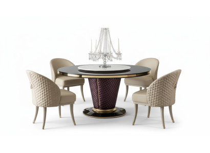 Design dining table, round table, 6 chairs, dining room set, chair group
